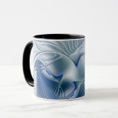 Dynamische Abstracte blauwe tinten Fractal Art Mok (Voorkant links)