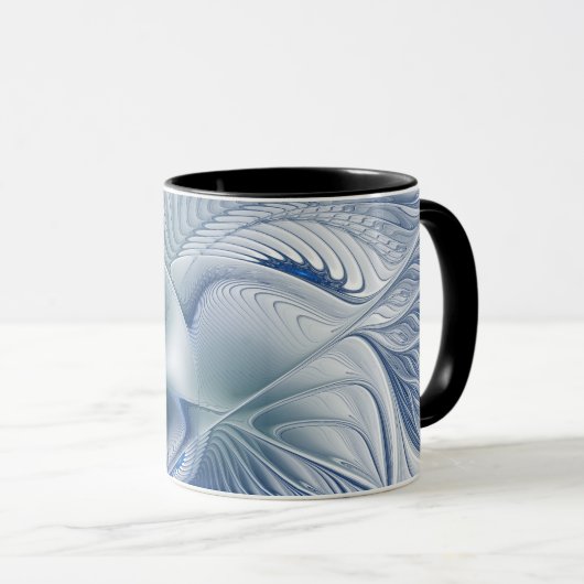 Dynamische Abstracte blauwe tinten Fractal Art Mok (Voorkant rechts)