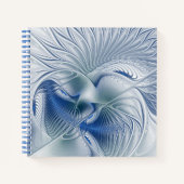 Dynamische Abstracte blauwe tinten Fractal Art Notitieboek (Voorkant)