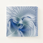 Dynamische Abstracte blauwe tinten Fractal Art Notitieboek (Achterkant)