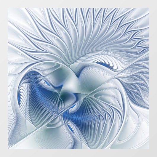 Dynamische Abstracte blauwe tinten Fractal Art Raamsticker (Vel)