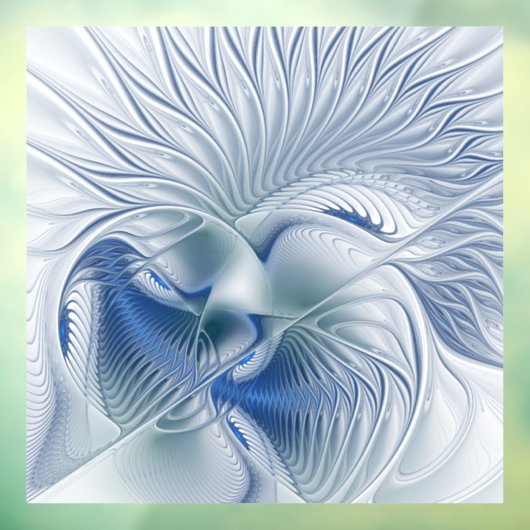 Dynamische Abstracte blauwe tinten Fractal Art Raamsticker (Vel 3)
