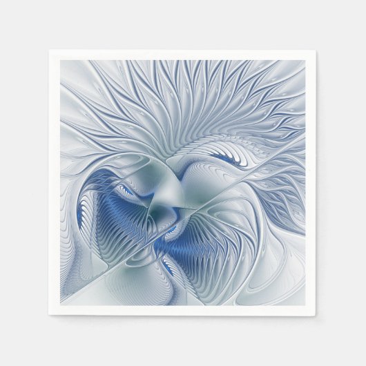 Dynamische Abstracte blauwe tinten Fractal Art Servet (Voorkant)