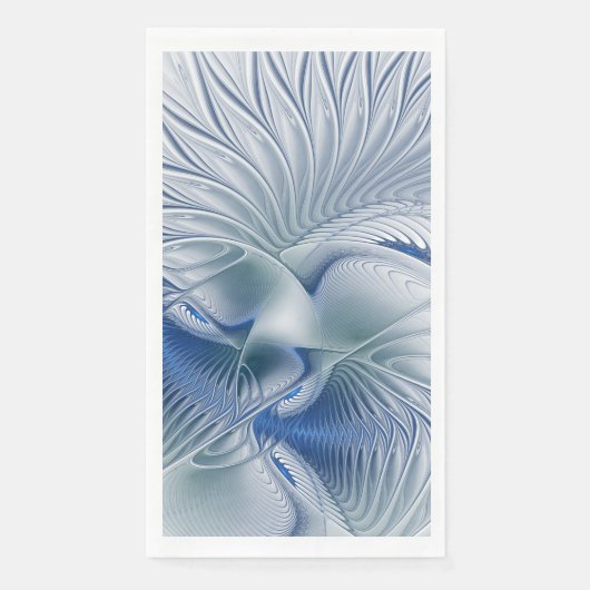 Dynamische Abstracte blauwe tinten Fractal Art Servet (Voorkant)