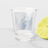 Dynamische Abstracte blauwe tinten Fractal Art Shot Glas (Achterkant)