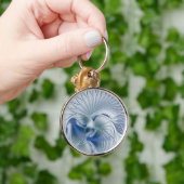 Dynamische Abstracte blauwe tinten Fractal Art Sleutelhanger (Hand)