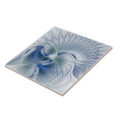 Dynamische Abstracte blauwe tinten Fractal Art Tegeltje (Zijkant)