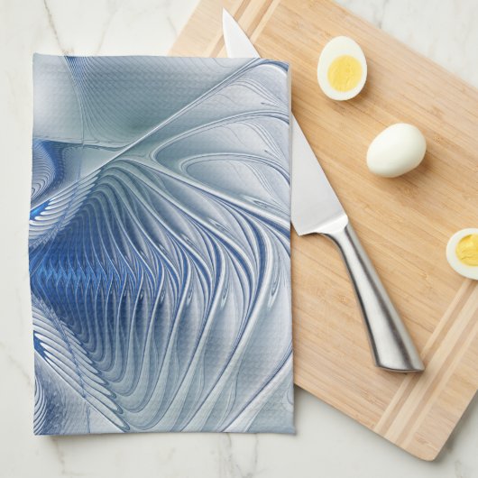 Dynamische Abstracte blauwe tinten Fractal Art Theedoek (Quarter Fold)