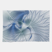 Dynamische Abstracte blauwe tinten Fractal Art Theedoek (Horizontaal)