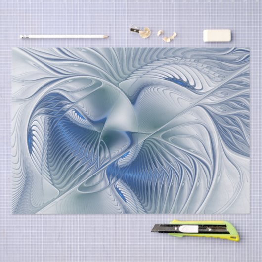 Dynamische Abstracte blauwe tinten Fractal Art Tissuepapier (Craft)