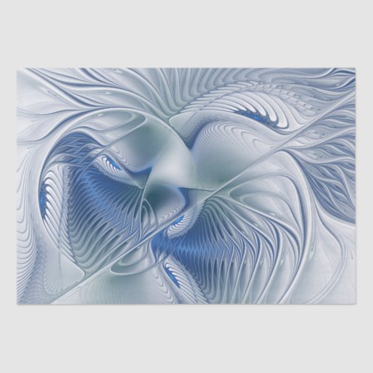 Dynamische Abstracte blauwe tinten Fractal Art Tissuepapier (Voorkant)