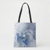 Dynamische Abstracte blauwe tinten Fractal Art Tote Bag (Voorkant)