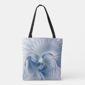 Dynamische Abstracte blauwe tinten Fractal Art Tote Bag (Achterkant)