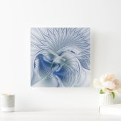 Dynamische Abstracte blauwe tinten Fractal Art Vierkante Klok (Huis)