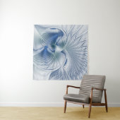 Dynamische Abstracte blauwe tinten Fractal Art Wandkleed (In Situ (horizontaal))