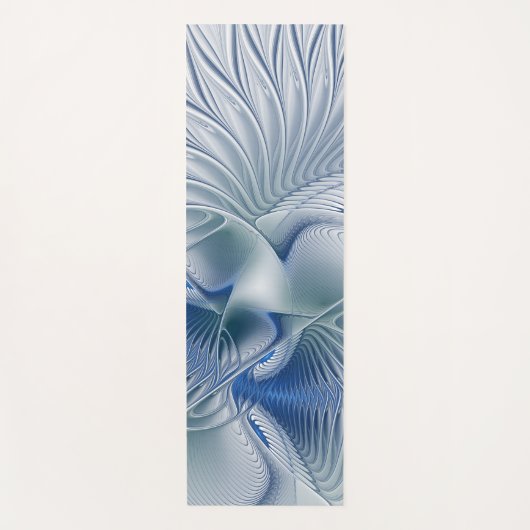 Dynamische Abstracte blauwe tinten Fractal Art Yogamat (Voorkant)