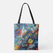 Dynamische Abstracte Compositie Hemelsbotsing Tote Bag (Achterkant)