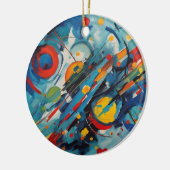 Dynamische Abstracte Compositie Hemelse Botsing Keramisch Ornament (Links)