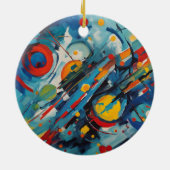 Dynamische Abstracte Compositie Hemelse Botsing Keramisch Ornament (Achterkant)