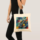 Dynamische Abstracte Compositie Hemelse Botsing Tote Bag (Voorkant (product))