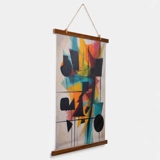 Dynamische Abstracte geometrische kunst Hangend Wandkleed (Gebogen)