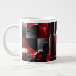 Dynamische Abstracte Geometrische Kunst Rood En Zw Grote Koffiekop