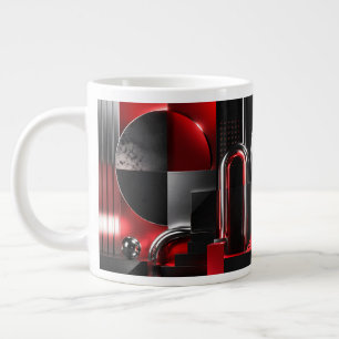 Dynamische Abstracte Geometrische Kunst Rood En Zw Grote Koffiekop