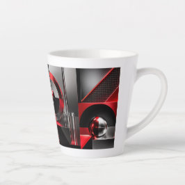 Dynamische Abstracte Geometrische Kunst Rood En Zw Latte Mok