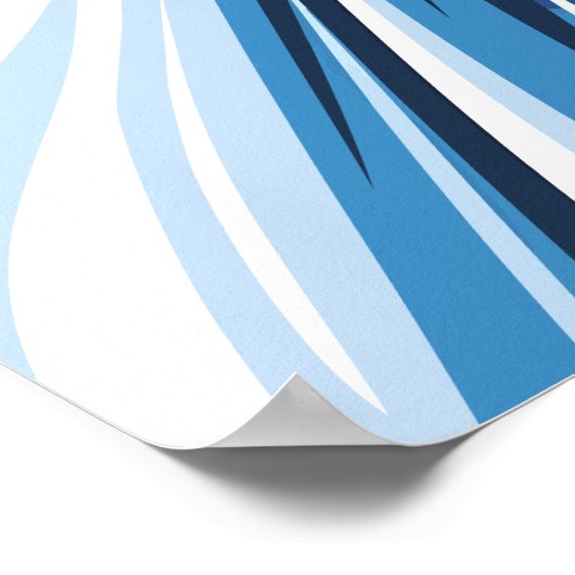 Dynamische Abstracte golf in blauwe tinten Poster (Hoek)