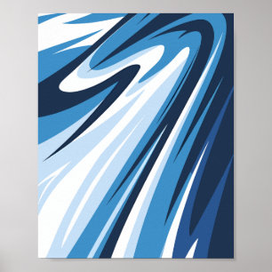 Dynamische Abstracte golf in blauwe tinten Poster
