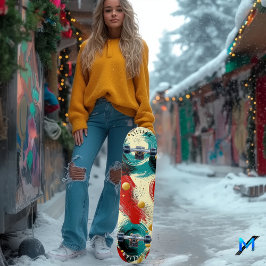 Dynamische Abstracte golven met gedurfde texturen Persoonlijk Skateboard