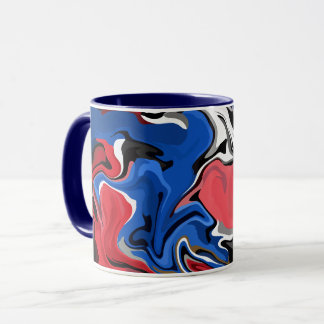 Dynamische abstracte kunst met felle kleuren mok