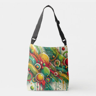 Dynamische abstracte kunst met kleurrijke cirkels crossbody tas