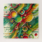 Dynamische abstracte kunst met kleurrijke cirkels legpuzzel (Horizontaal)