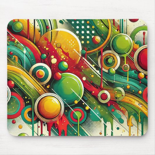 Dynamische abstracte kunst met kleurrijke cirkels muismat (Voorkant)