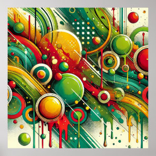 Dynamische abstracte kunst met kleurrijke cirkels poster