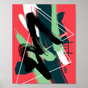 Dynamische Abstracte Kwaststreek Compositie Poster