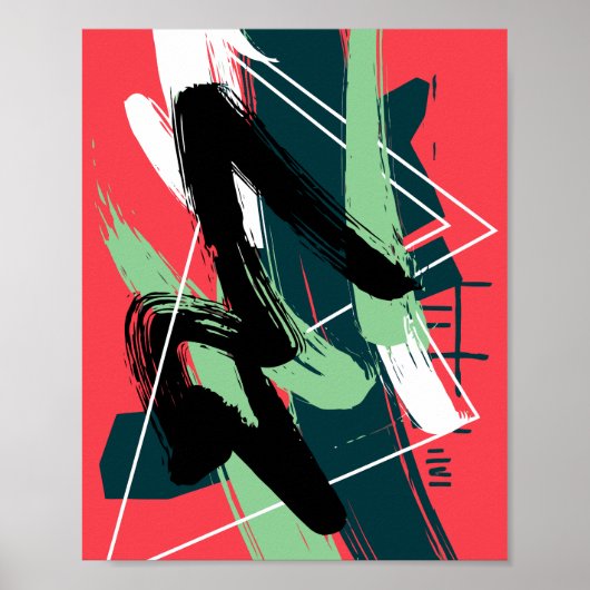 Dynamische Abstracte Kwaststreek Compositie Poster (Voorkant)