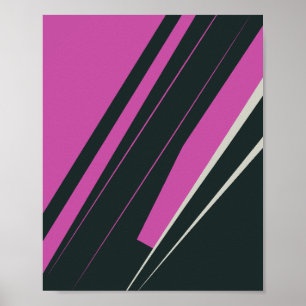 Dynamische Abstracte lijnen in Fuchsia en zwart Poster