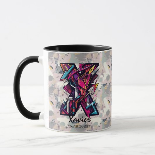 Dynamische Abstracte Monogram Mok - X voor Xavier (Links)