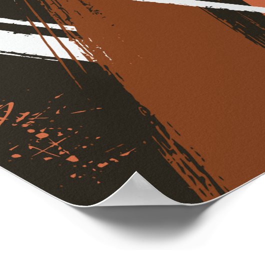 Dynamische Abstracte penseelstreekkunst Poster (Hoek)