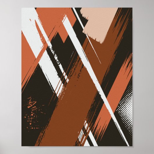 Dynamische Abstracte penseelstreekkunst Poster (Voorkant)