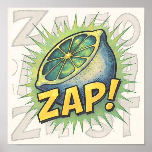Dynamische Abstracte Pop Art: Gefragmenteerde Zapp Poster (Voorkant)