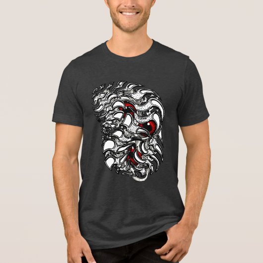 Dynamische Abstracte Rode Surrealistische Oogbolku Tri-Blend Shirt (Voorkant)