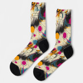 Dynamische Abstracte Sokken in Magenta, Blauwgroen (Links)