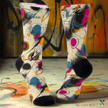 Dynamische Abstracte Sokken in Magenta, Blauwgroen