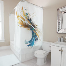 Dynamische Abstracte Splash White Blauwgroen Gold 