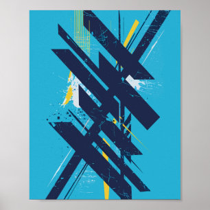 Dynamische abstracte straatart met vette vormen poster