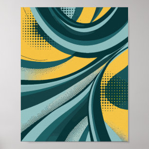Dynamische Abstracte stroom met Retro Vibes Poster