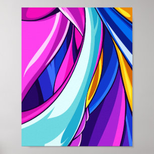 Dynamische Abstracte Stroom van Kleurrijke Krommen Poster